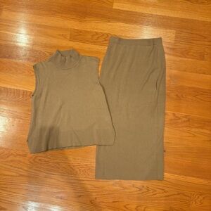 Carolyne Roehm Silk & Cashmere Skirt Set